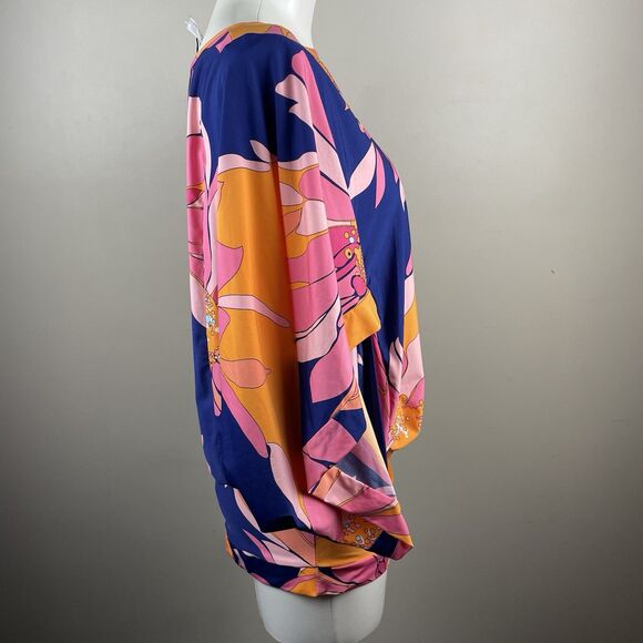 Trina Turk M Breeze Floral Swimsuit Jersey Cover Up Retro Caftan Tunic Dress - Picture 6 of 12